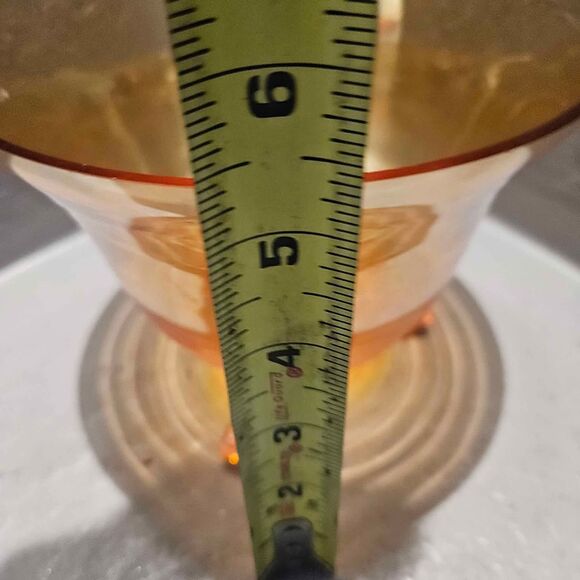 Viking Glass Persimmon Candy Dish Vase 6" X 5.5" Amberina Footed Bowl - Picture 5 of 5